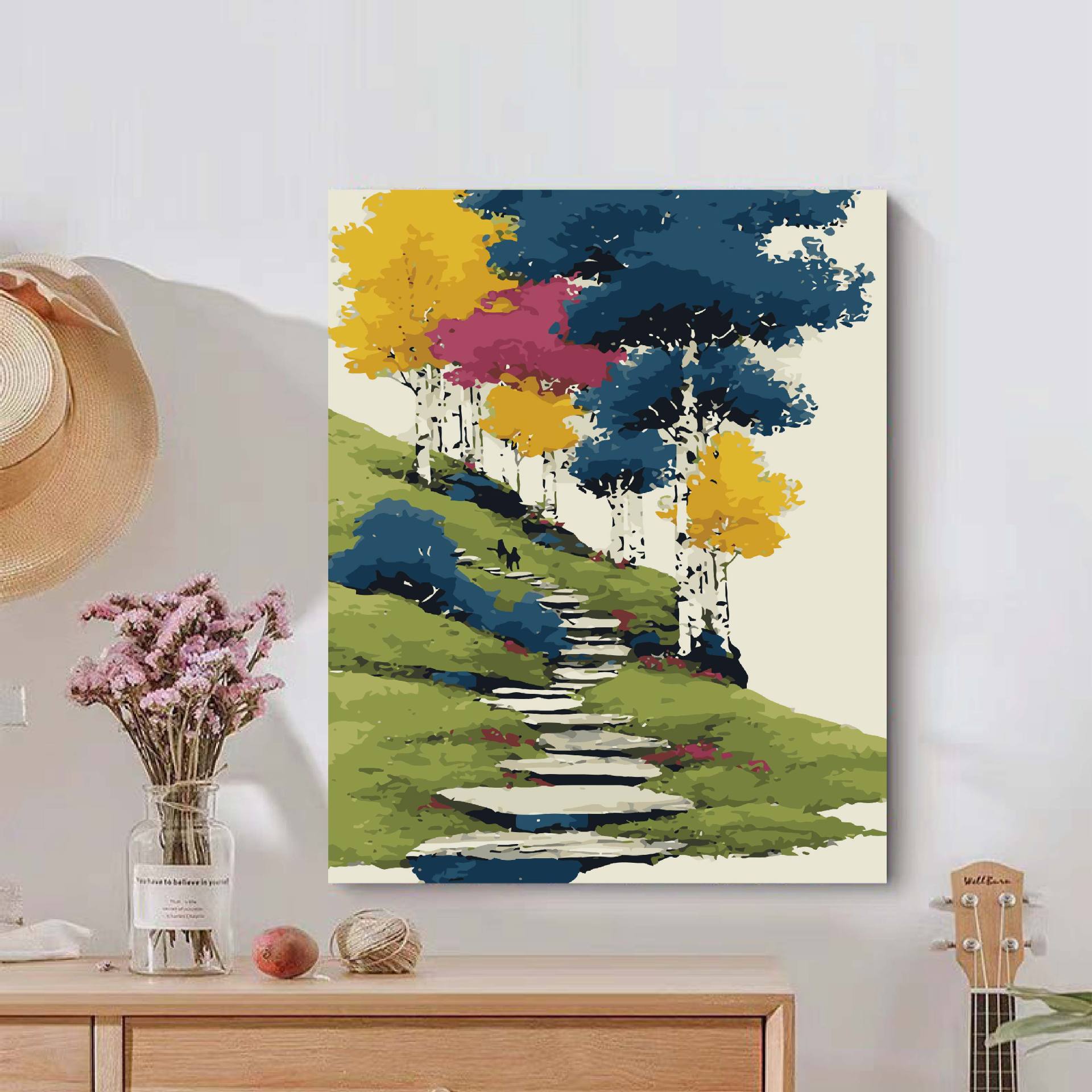 Tinta de montaña Lindiy pintura al óleo digital paisaje curado departamento de alta sensación de pintura al óleo de relleno manual pintura acrílica descomprimida