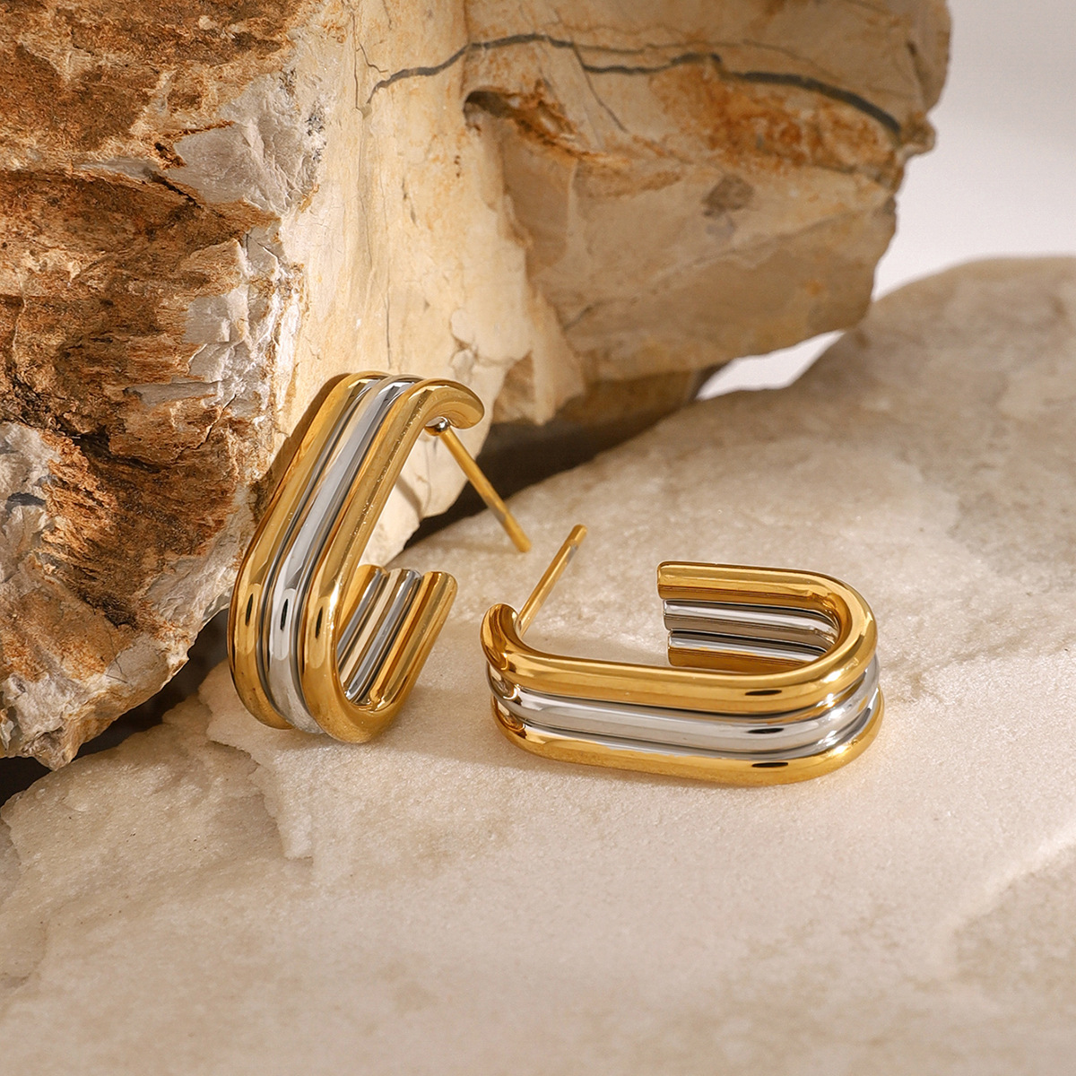 JEDING aretes de acero inoxidable de color contrastante de alta calidad ins pendientes de acero de titanio aretes de acero de Europa y América no se desvanecen joyas transfronterizas