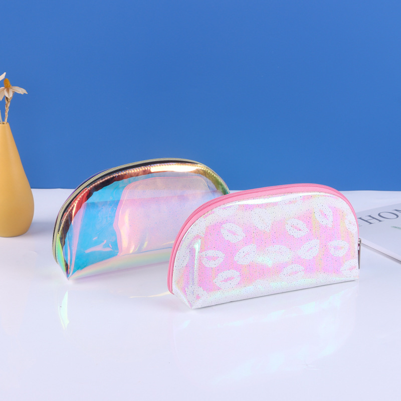 厂家批发幻彩镭射化妆品收纳拉链包 精美印花闪片饰品包装袋logo