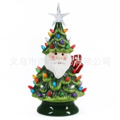 亚马逊跨境树脂圣诞树桌面圣诞树灯 彩灯圣诞老人圣诞树装饰品