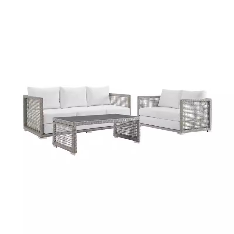 Sofá individual + sofá para tres personas + Mesa de café larga