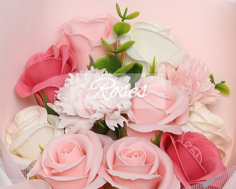 Home & Garden Luxury Soap Flower Bouquet - Rose, Carnation & Sunflower Handmade Gift For Mother's Day, Wedding, Birthday (11 Roses, Multiple Colors)_voghion.com