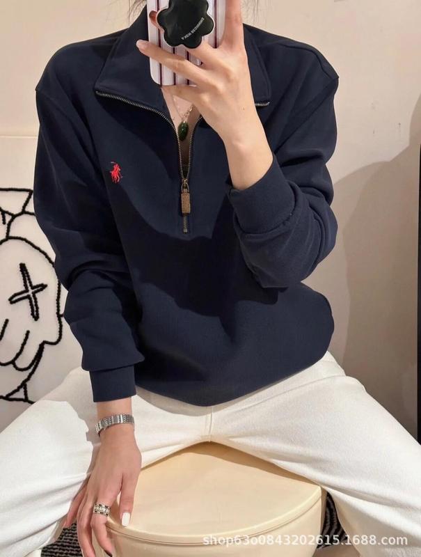 原厂高品质Ralph@拉夫刺绣小马标半拉链立领卫衣男女款纯棉上衣|undefined