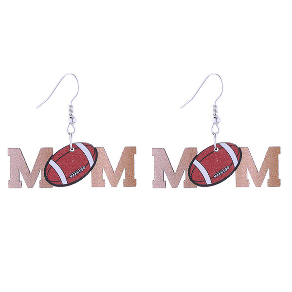 Neon basketball football volleyball baseball wooden earrings