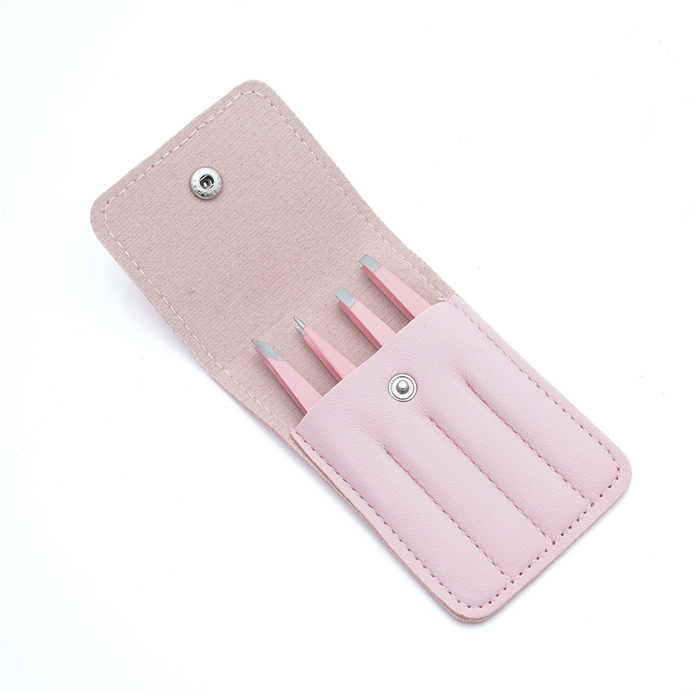 Pinzas para cejas 1.5 de acero inoxidable, pinzas para pestañas, herramientas de belleza, pinzas para cejas, pinzas para cejas, juego de cuatro piezas, boca oblicua