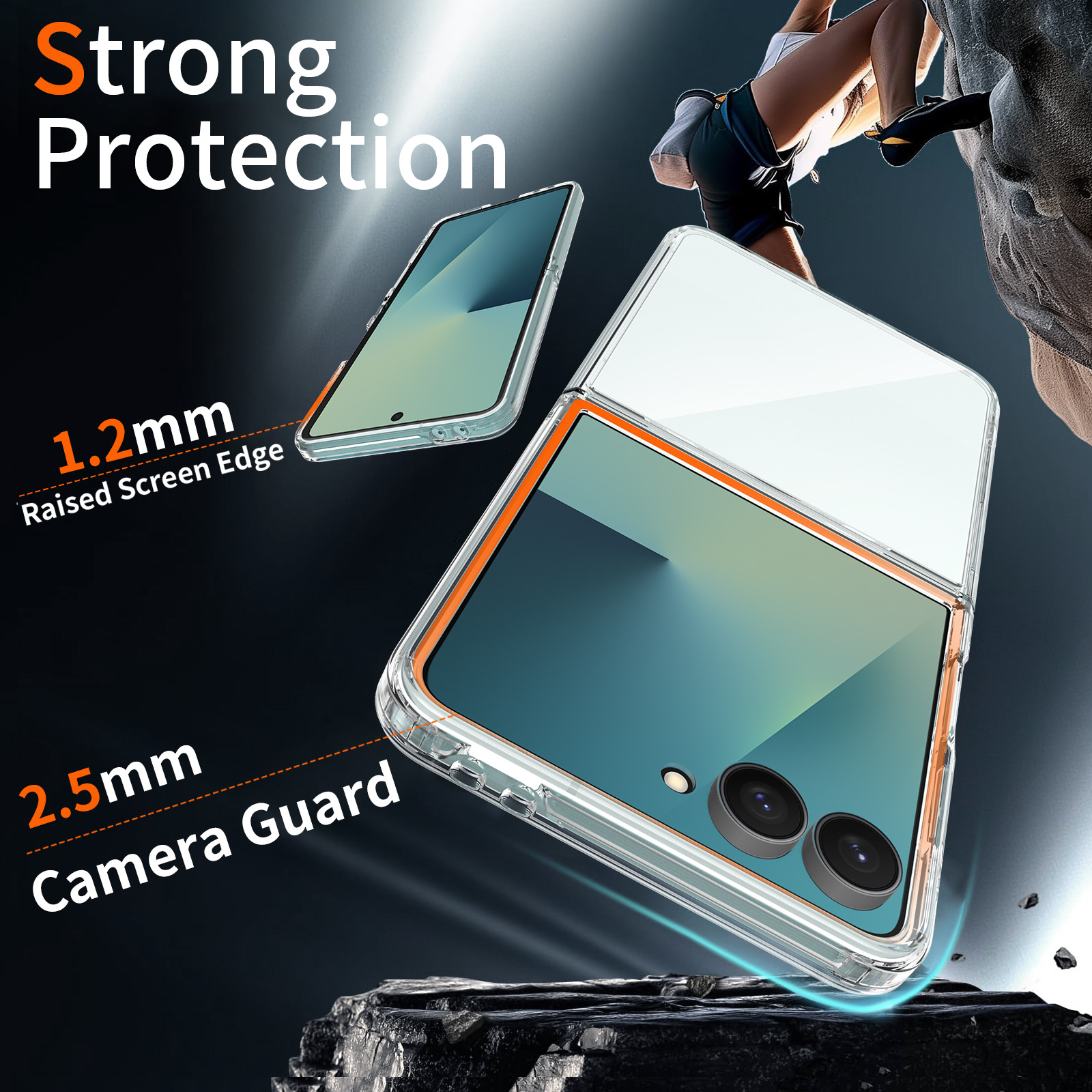 Transfronterizo Samsung FIZip7 caja de teléfono móvil transparente plegable hacia arriba y hacia abajo FIip6 2 - en - 1 Fold 7 cubierta protectora