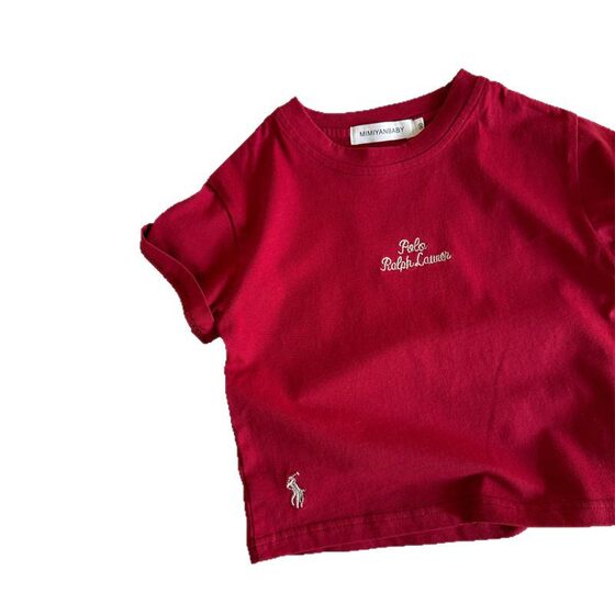 Boys Half-sleeved T-shirt Letter Children's Summer Short-sleeved Shirt Korean Style Children's Summer Clothes Baby Base Shirt Thin T