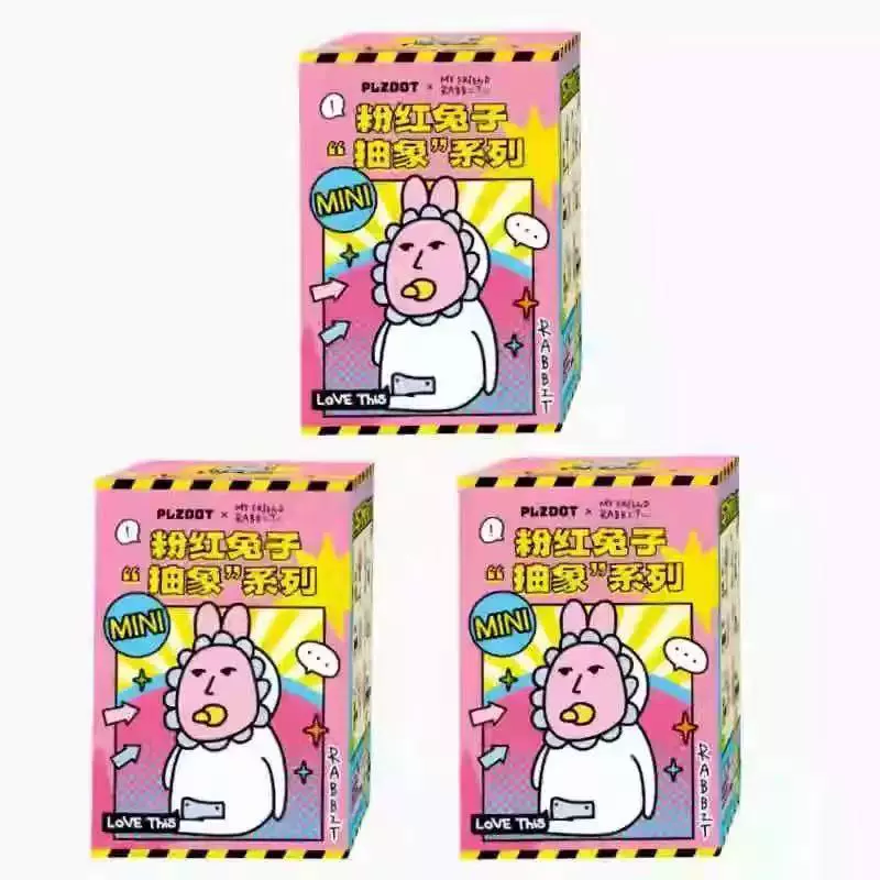 Настольный минифигурка «Розовый кролик», коллекционный blind box с абстрактным дизайном