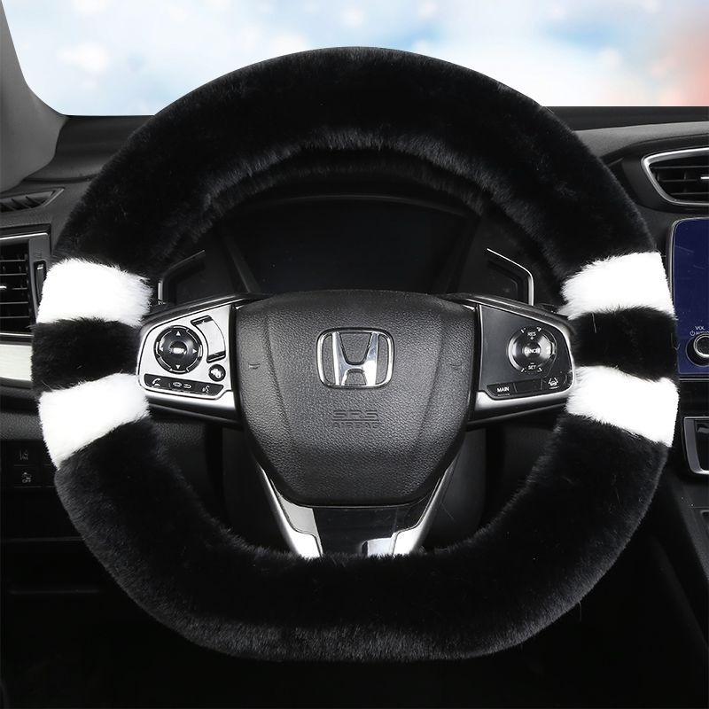 Amazon Winter Stuffed Car Steering Wheel Cover Unisex Anti-Slip Winter Warm Fur Integrated Handle Cover