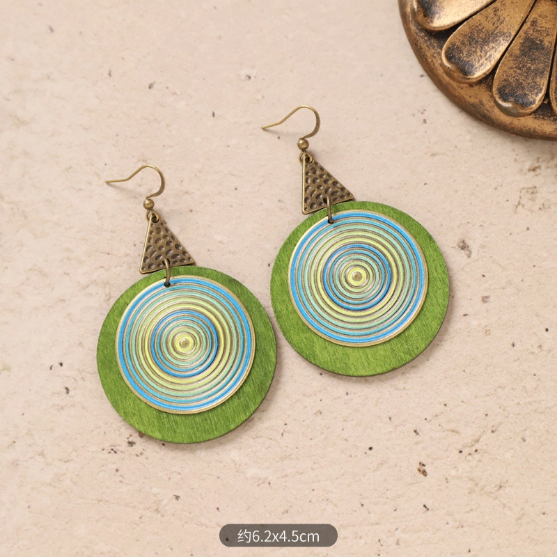 3-Triangular round green wood disc
