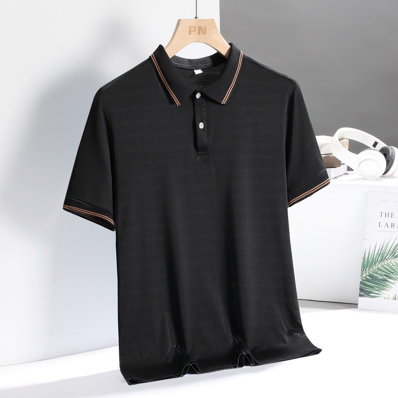 Verano nuevos hombres camisa de polo de seda de hielo transpirable ultra-delgada camiseta de los hombres ocasionales de negocios de secado rápido media manga papá top