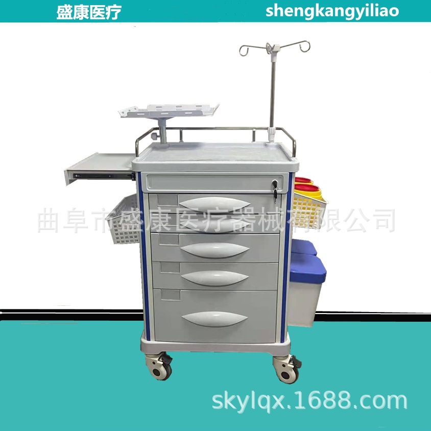 ABS医用抢救车 ABS手术急救车 麻醉药品送药车厂家