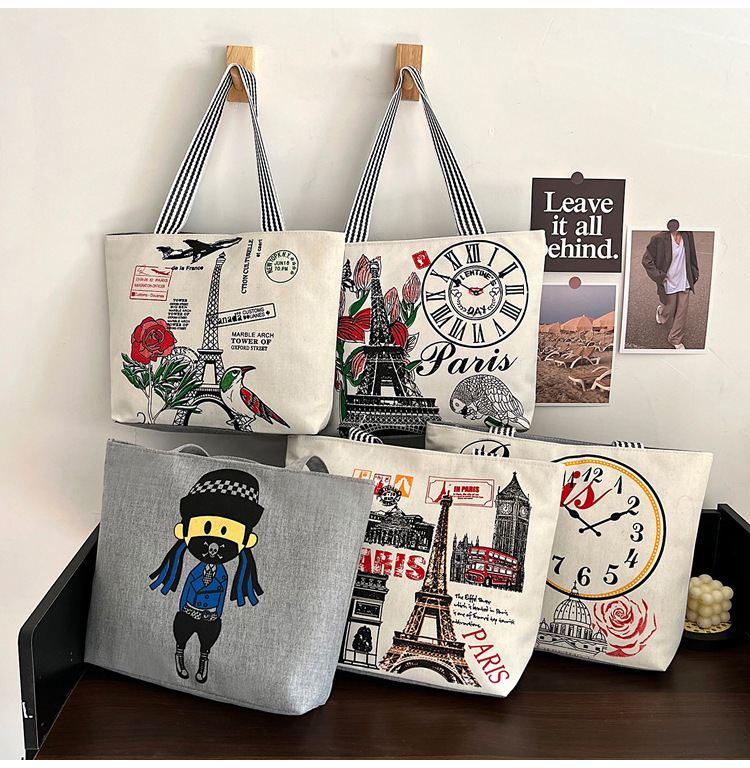 Women's Classic Style Color Block Canvas Shopping Bags display picture 1