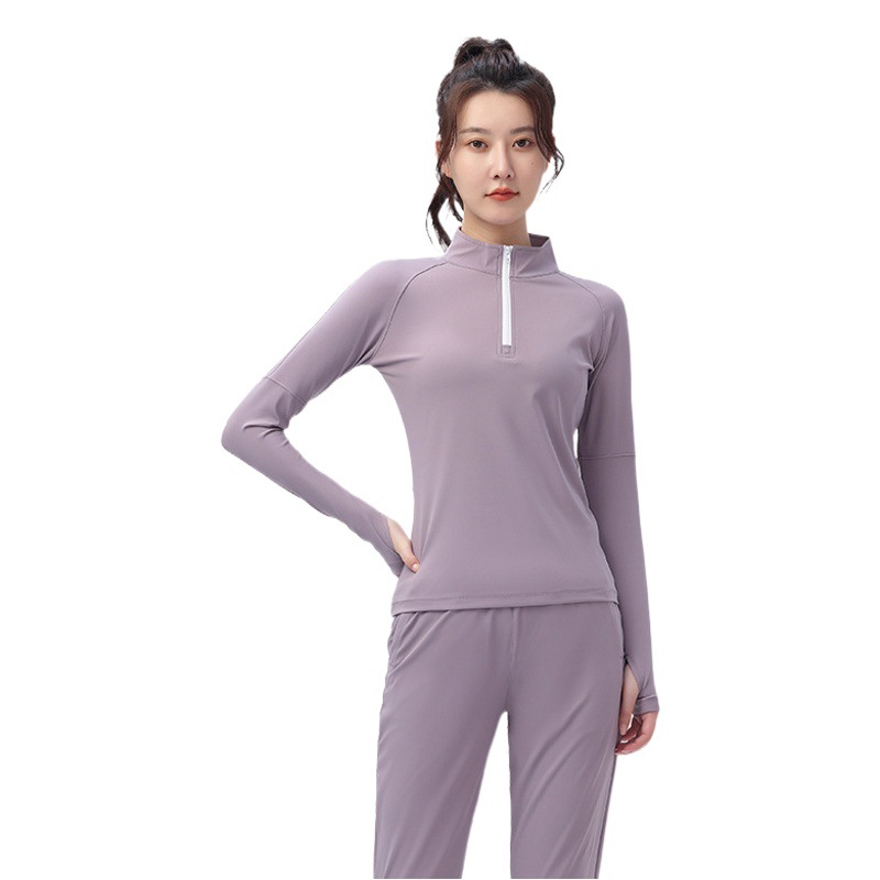Traje de fitness para mujer de algodón de doble cara estiramiento de secado rápido ropa de yoga delgada para correr deportes de color sólido y traje de dos piezas de ocio