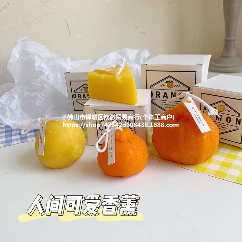Accesorios de ambiente de Halloween Cubo de Rubik geométrico cera de soja queso de limón vela de aromaterapia de naranja fea accesorios de fotografía