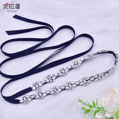 優拉潘  跨境新品小蜜蜂水鑽銀色細腰帶婚紗禮服新娘腰封裝飾S333