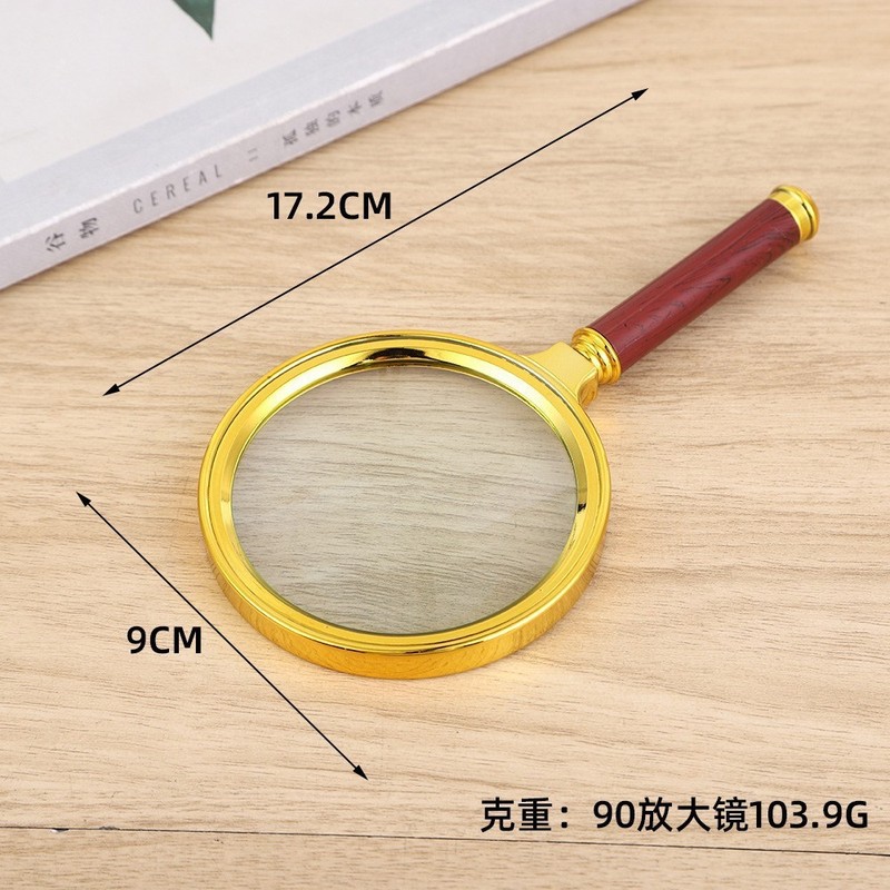 批发 放大镜 高清10倍老人阅读手持 珠宝玉石鉴定90mm 龙木柄放大|undefined