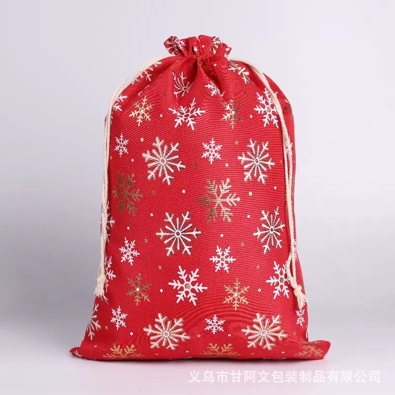 国境を越えた新しいクリスマス麻布箔押しギフト布袋雪花・ヘラジカ・細麻クリスマスロープポケット|undefined