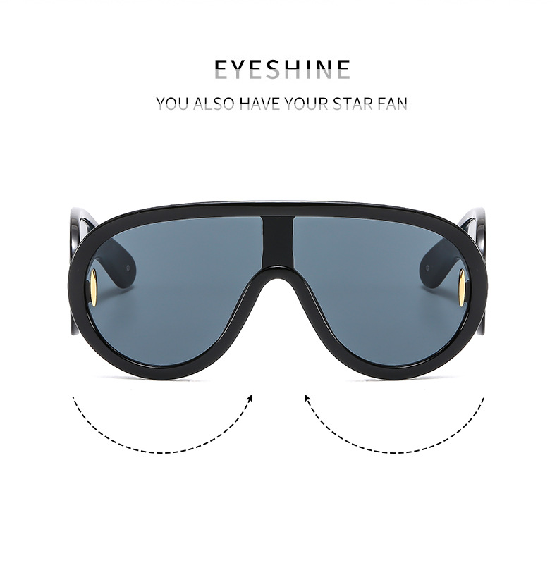 New large frame integrated lens fashionable punk futuristic sunglasses, ins sunglasses_voghion.com