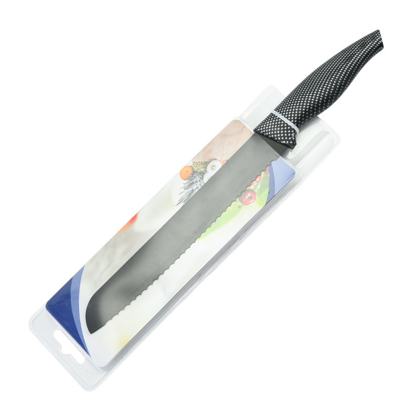 Regalos de venta caliente, mango de pájaro de hoja negra, pintura en aerosol de acero inoxidable, juego de cuchillos de cocina, cuchillos de cocina para el hogar, estilo caliente de celebridades netas