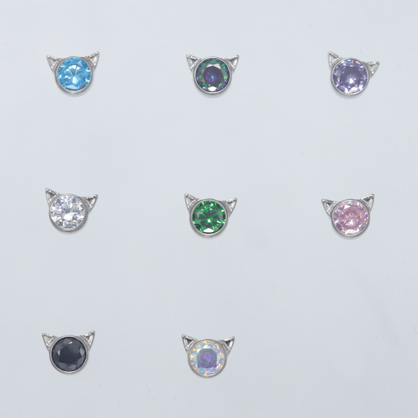 G23 Titanium Little Devil Cat Zircon Bone Internal Thread Nose Stud_voghion.com