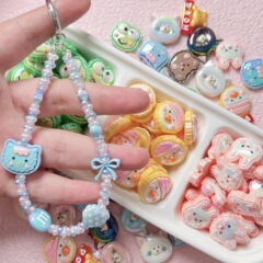 かわいい漫画樹脂猫ウサギ熊直孔ビーズdiy携帯チェーンキーホルダー材料アクセサリー部品