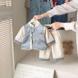 婴幼童春季新中式衣服新生宝宝外出哈衣两件套装儿童春天国风衣服