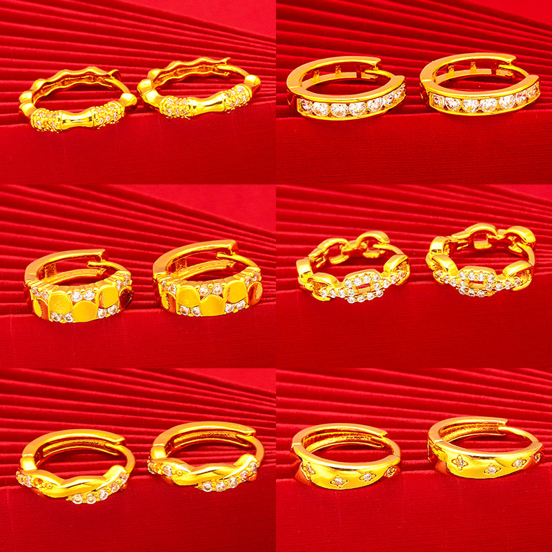 Vietnam Shajin Ladies Earrings Dragon and Phoenix Twist Bamboo Earrings Dot Diamond Earrings Wholesale