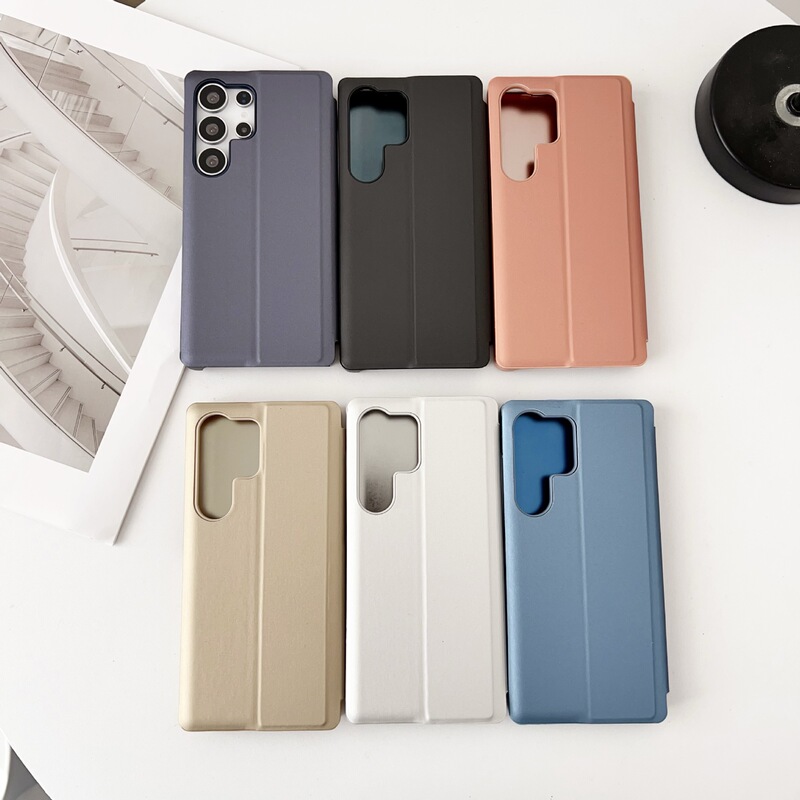 Suitable for Samsung S26Ultra Mobile Phone Case, S23 Flip Cover, Mirror Surface, Full Coverage, Solid Color, S25 Anti-Fall, S24Ef Protective Case