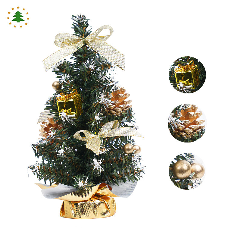 クリスマス装飾デスクトップ装飾品 20/30/40 センチメートルゴールドとシルバーミニクリスマスツリー鉢植えオフィス装飾|undefined