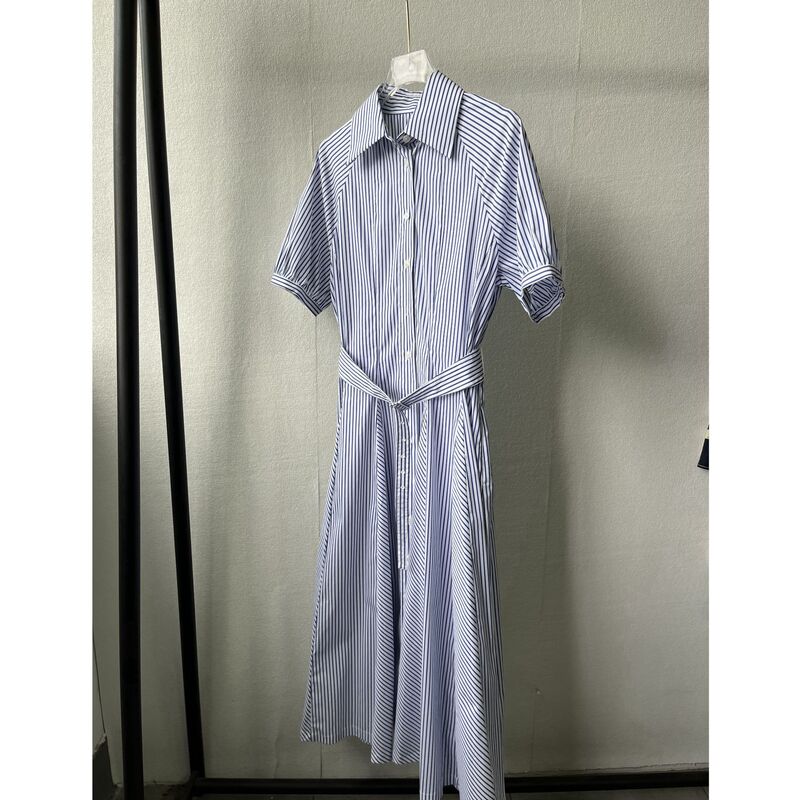 French Striped dress Women's High-end 2024 Summer Hepburn Style Elegant Commuting Short-sleeved Waist Elegant Long Dress French Striped dress Women's High-end 2024 Summer Hepburn Style Elegant Commuting Short-sleeved Waist Elegant Long Dress