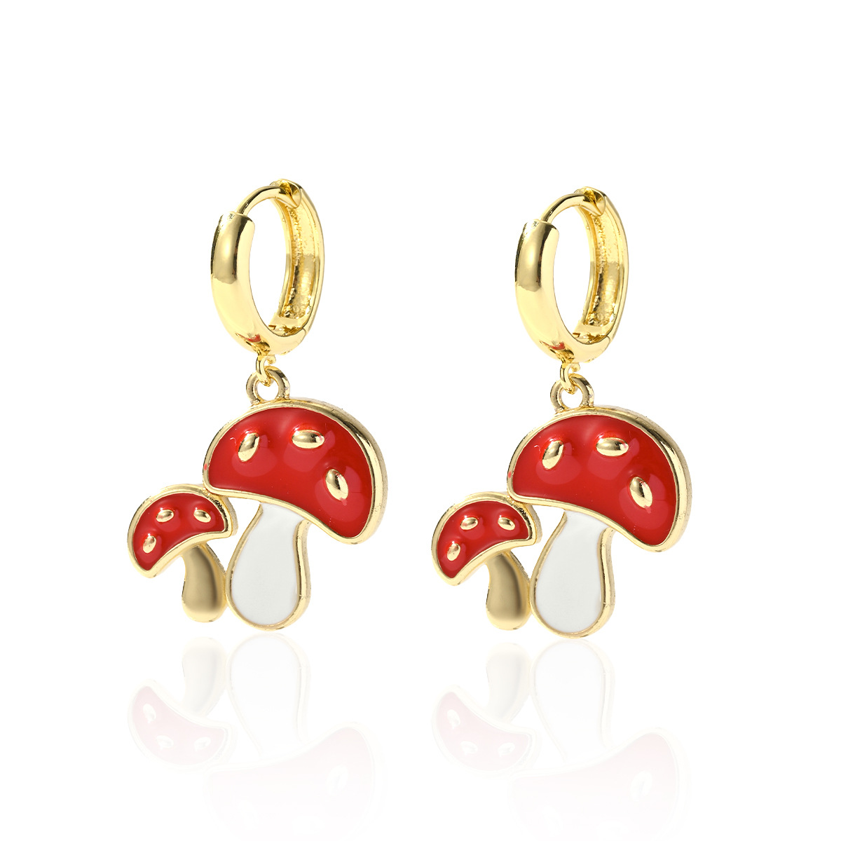Zircon Inlay Material Charm Sleeper Hoop Earrings, Drop Earrings Classification 1 Pair Simple Style IG Style Insect Heart Shape Mushroom Enamel Inlay Copper Zircon Drop Earrings