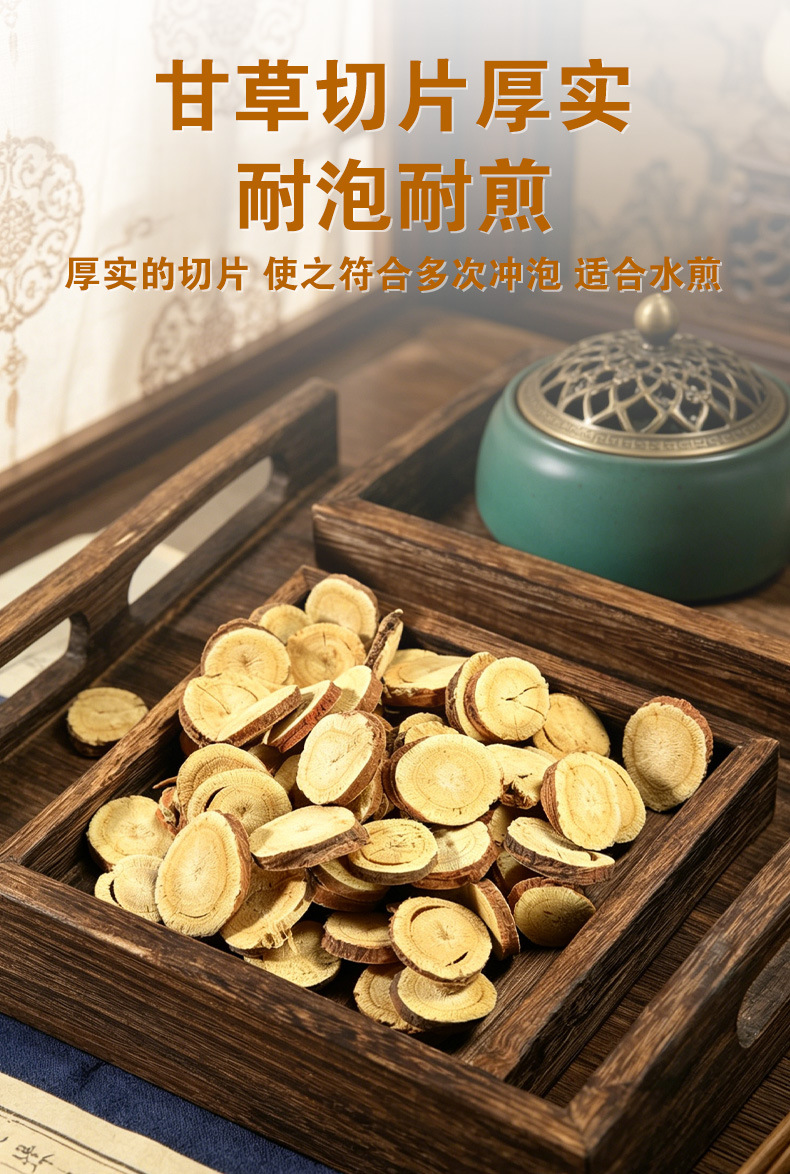 Gan Cao Slices (Glycyrrhiza uralensis) — Gansu Red-Skin Licorice Root for Herbal Tea & Wellness details