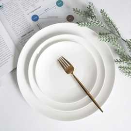 创意陶瓷盘6-12寸浅式盘西餐自助餐盘酒店家用骨瓷盘可加logo图案