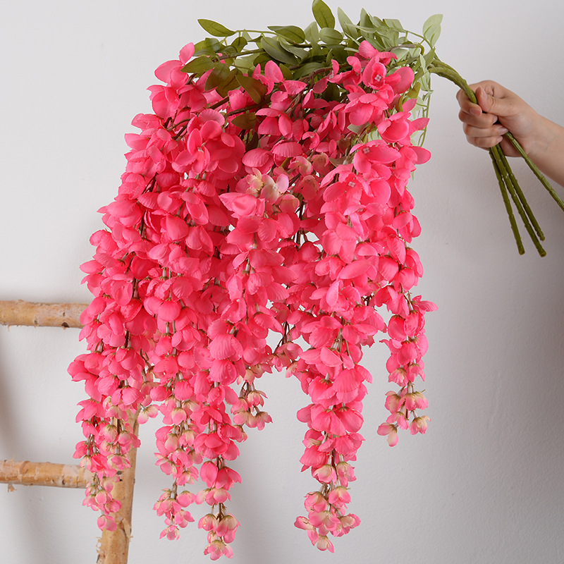 Simulación Able gigante wisteria línea de techo colgante flor de boda sala de bodas red diseño props de disparo