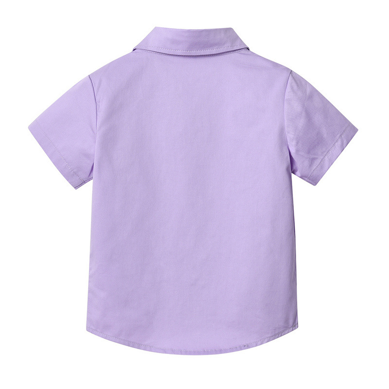 Cárdigan de solapa de manga corta de un solo pecho de verano para niños coreanos, corbata de estilo universitario para niños y niñas, camisa de color caramelo