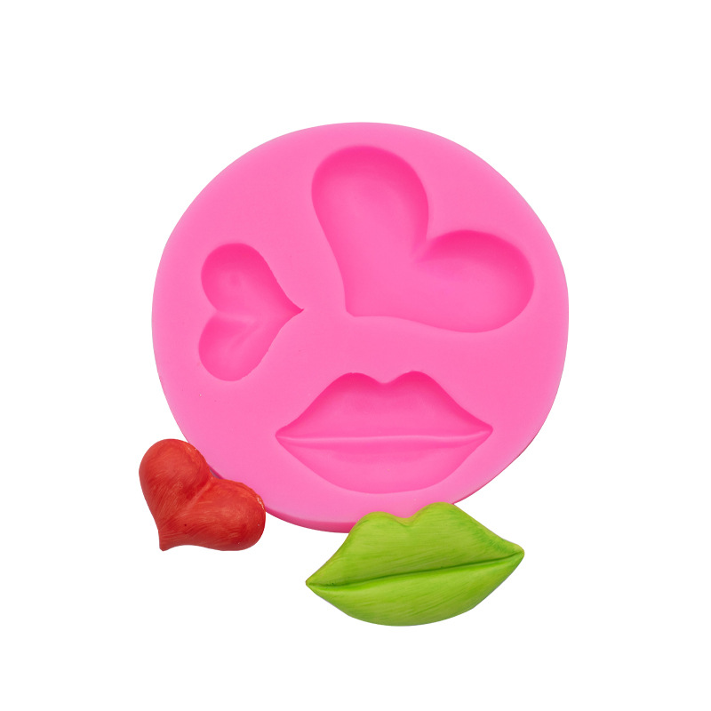 Juego de labios Molde de silicona DIY horneado chocolate fondant accesorios decorativos arcilla yeso goteo hecho a mano