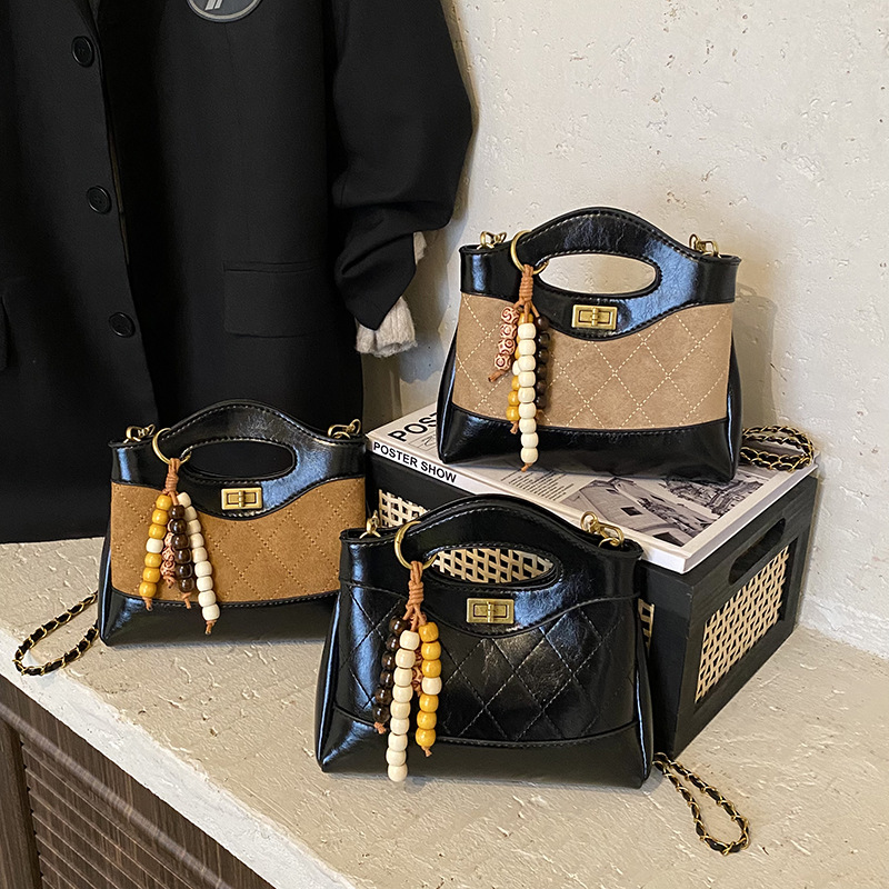 复古菱格链条大包包女2025秋季新款时尚高颜值洋气手提单肩斜挎包