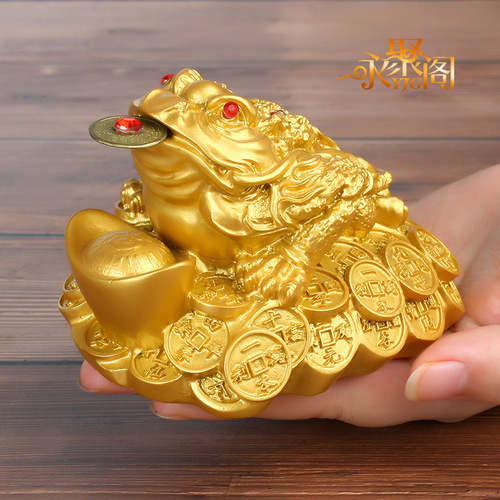 IYR7 Gold Toad Statue, Three-legged Gold Cicada, Craft Gift, Home Decor
