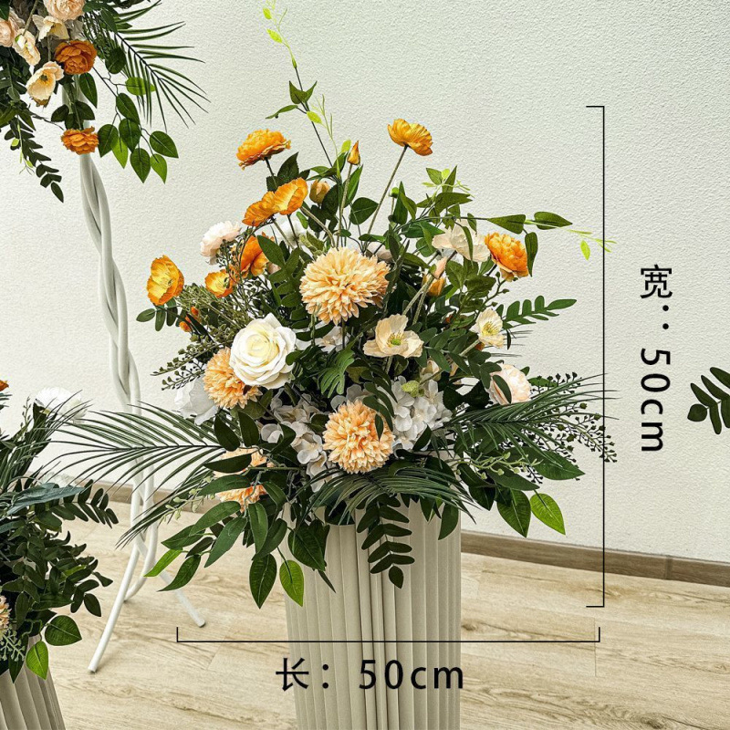 新款路引排花艺地排绢花订婚宴仿真成品大款装饰花布置婚庆婚礼|undefined