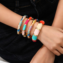 欧美跨境个性轻奢时尚滴油拼色手镯组合套装波西米亚珐琅度假风手