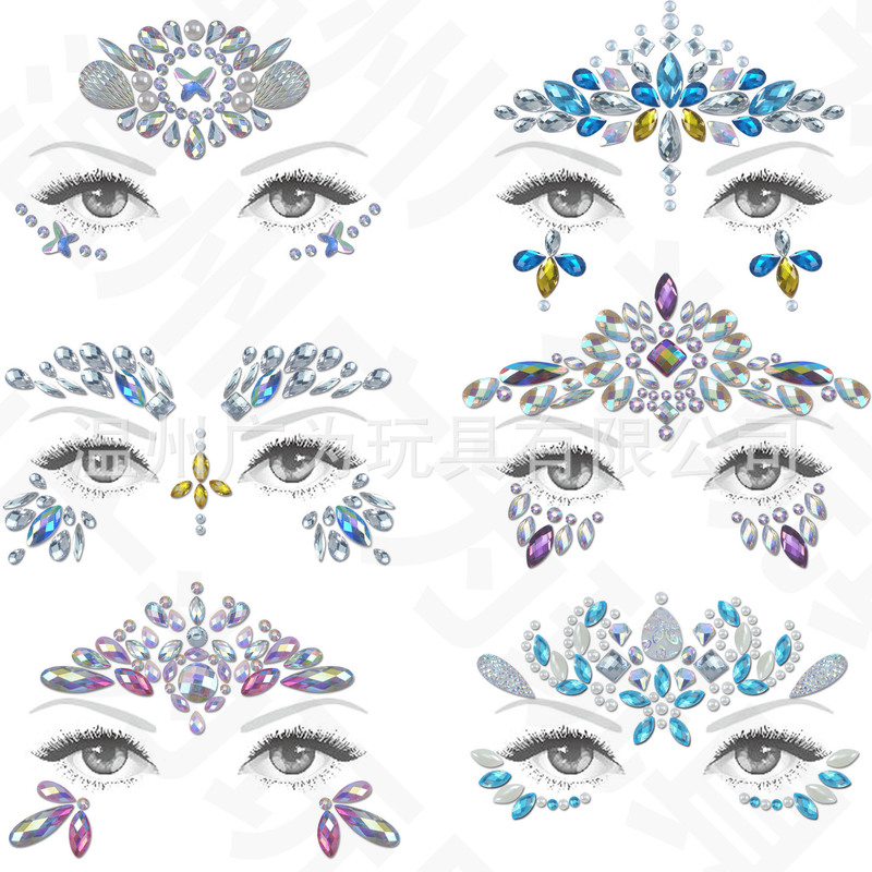 New Cross-border European and American Face Eyebrow Diamond Sticker Tattoo Sticker Diamond Adhesive Eye Sticker Environmentally Friendly Music Festival Face Sticker Eyebrow Diamond New Cross-border European and American Face Eyebrow Diamond Sticker Tattoo Sticker Diamond Adhesive Eye Sticker Environmentally Friendly Music Festival Face Sticker Eyebrow Diamond