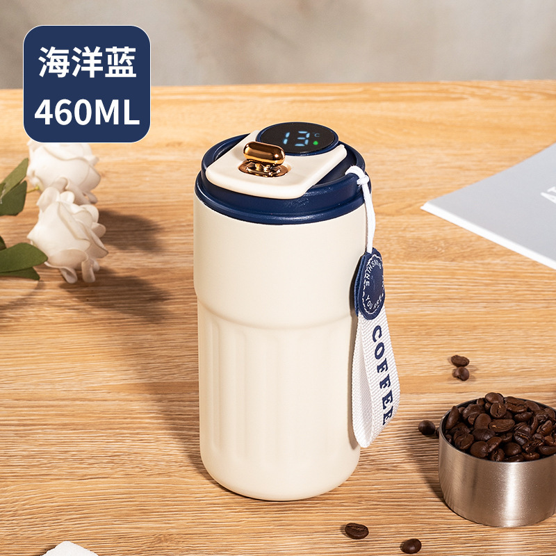 高颜值显温咖啡杯316不锈钢保温杯大容量便携礼品水杯提绳口袋杯|undefined