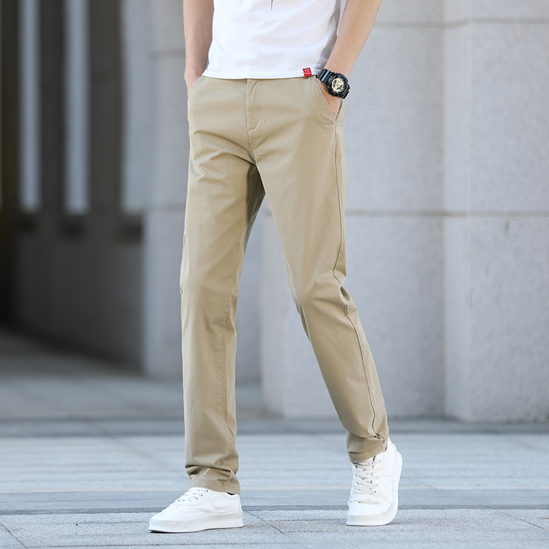Spring/summer 2021 Men's Business loose straight trousers stretch non-ironing trousers Army Green casual pants thin pants
