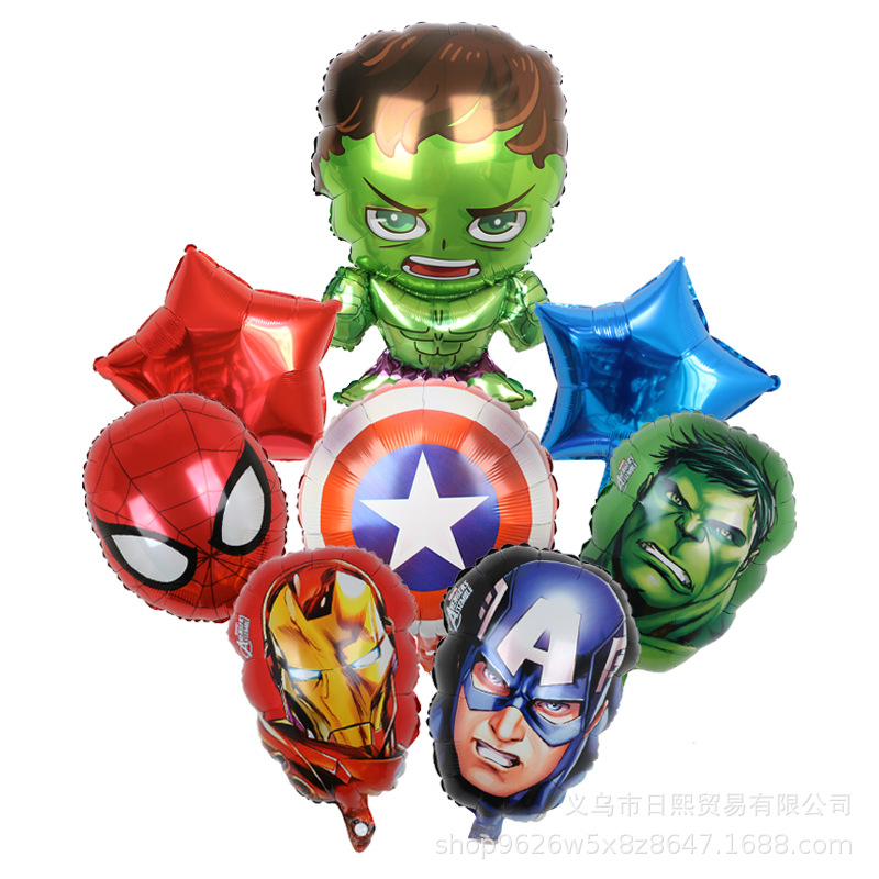 亞馬遜新款漫威超人系列美國隊長蜘蛛俠鋼鐵俠生日派對裝飾氣球