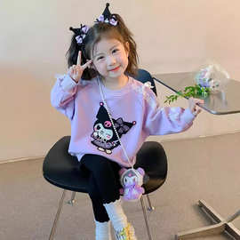 童装女童秋季时髦2024新款中小童酷潮可爱洋气女孩休闲宽松上衣潮