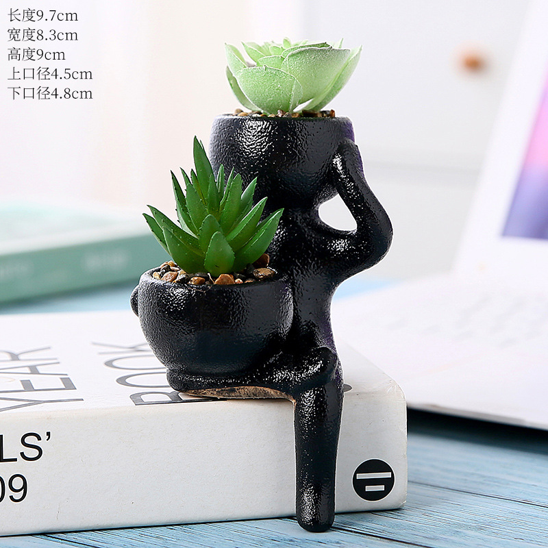 Maceta de cerámica estilo nórdico, para plantas suculentas de simulación – decoración creativa para salón, venta transfronteriza.