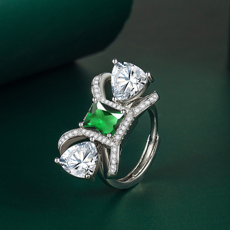 Fashion Bow Knot Copper Plating Inlay Zircon Rings 1 Piece
