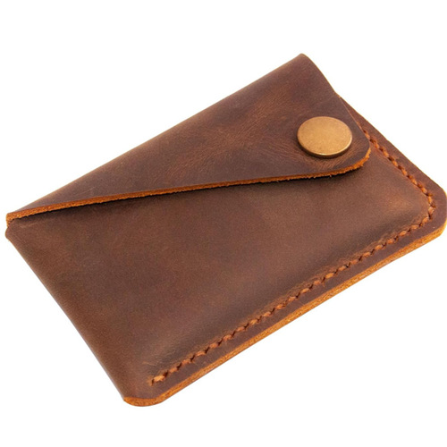 Best-selling handmade retro PU leather card case with creative small snap fastener zero wallet mini portable name card card holder