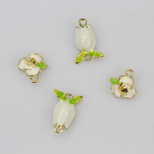 跨境清冷风山茶花郁金香挂件耳环手链锁骨链配件DIY合金饰品配件